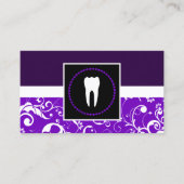 Carte De Visite dentisterie professionnelle dent pourpre damassé (Devant)