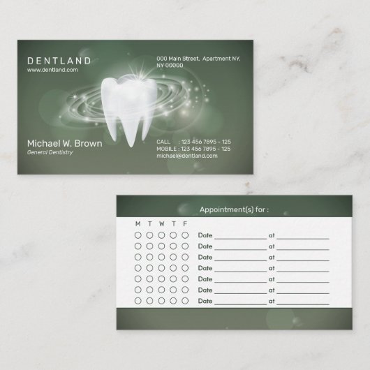 Carte De Visite Dentistesse dentaire Dents Nomination (Devant / Derrière)