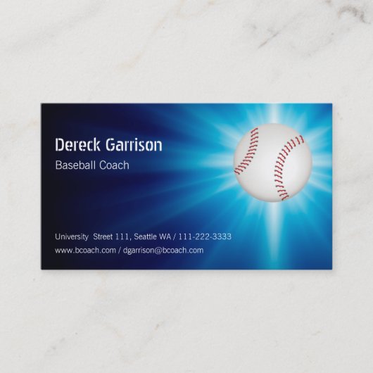 Carte de visite d'entraîneur de baseball (Devant)