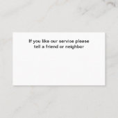 Carte de visite d'entraîneur de chiens de classe (Dos)