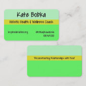 Carte de visite d'entraîneur de santé (Devant / Derrière)