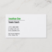 Carte de visite d'entraîneur de tennis (Dos)