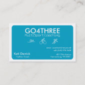 Carte de visite d'entraîneur de triathlon (bleu) (Dos)