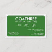 Carte de visite d'entraîneur de triathlon (vert) (Dos)