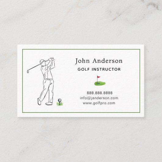Carte de visite d'entraîneur professionnel de golf (Devant)
