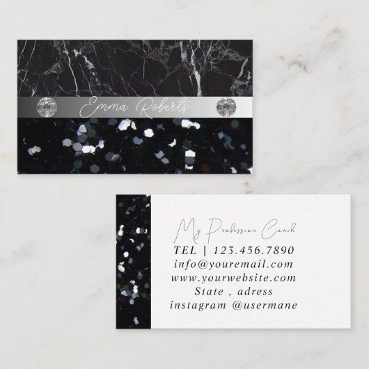 Carte de visite d'entraîneur Silver Black Diamond (Devant / Derrière)