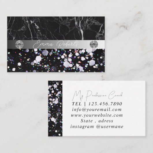 Carte de visite d'entraîneur Silver Black Diamond (Devant / Derrière)