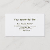 Carte de visite d'entrée de maison de stuc (Dos)