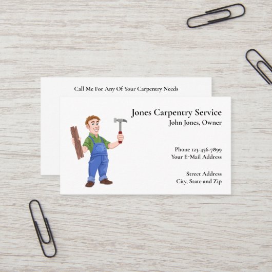 Carte de visite d'entrepreneur en construction de  (Devant/Arrière en situation)