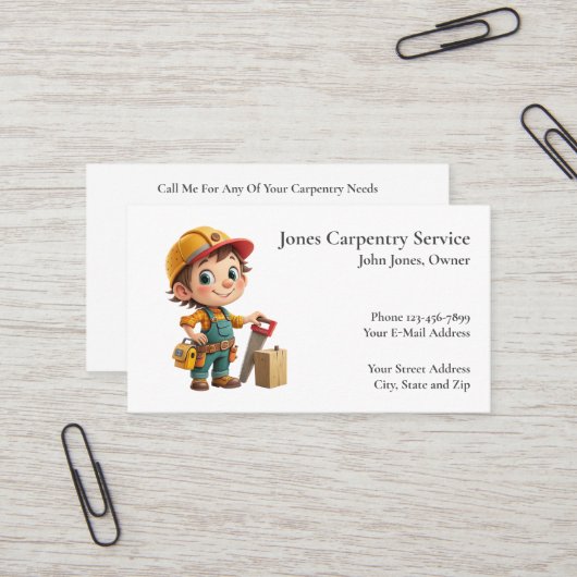 Carte de visite d'entrepreneur en construction de  (Devant/Arrière en situation)