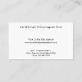 Carte de visite d'entrepreneur en construction de (Dos)