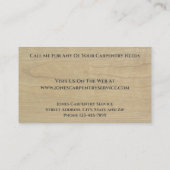 Carte de visite d'entrepreneur en menuiserie const (Dos)