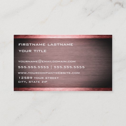 Carte de visite d'entrepreneur industriel (Dos)