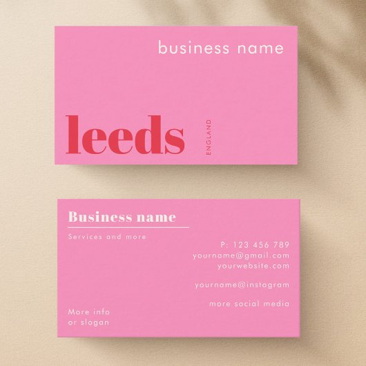 Carte de visite d'entreprise à Leeds Angleterre Ro