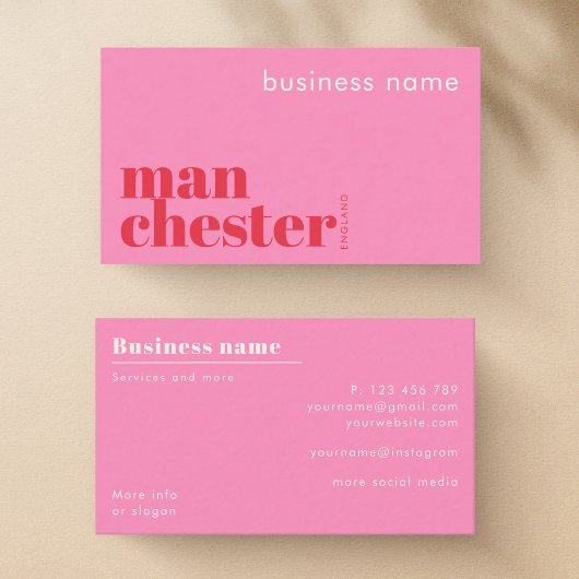 Carte de visite d'entreprise à Manchester Angleter