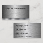 Carte de visite d'entreprise brossé en argent fonc (Devant / Derrière)