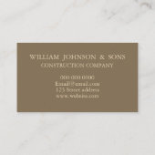 Carte de visite d'entreprise de construction (Dos)