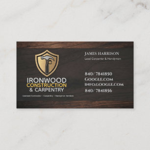 Carte de visite d'entreprise de construction en bo