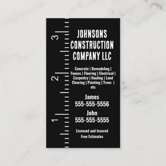 Carte de visite d'entreprise de construction ruban (Devant)