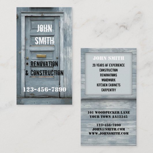Carte de visite d'entreprise de rénovation de cons (Devant / Derrière)
