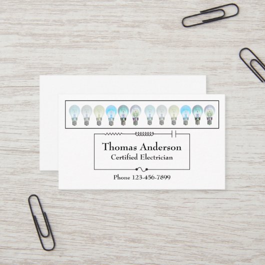 Carte de visite d'entreprise d'électricien (Devant/Arrière en situation)