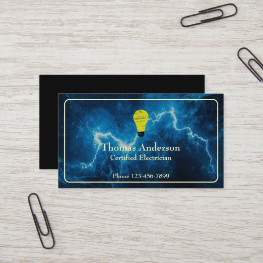 Carte de visite d'entreprise d'électricien (Devant/Arrière en situation)
