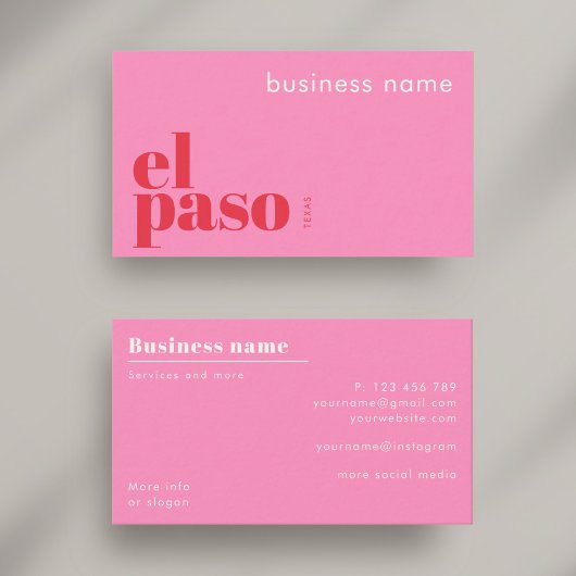 Carte de visite d'entreprise El Paso Texas