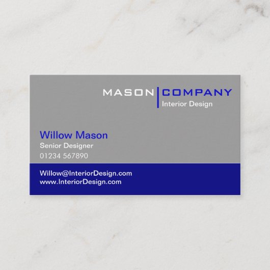 Carte de visite d'entreprise gris et bleu foncé (Devant)