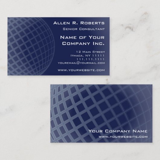 Carte De Visite D'entreprise moderne bleu-foncé élégant global (Devant / Derrière)