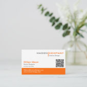 Carte de visite d'entreprise Orange & White (Debout devant)