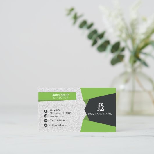 Carte de visite d'entreprise vert (Debout devant)