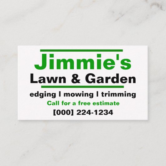 Carte de visite d'entretien de pelouse (Devant)