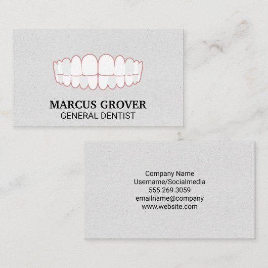 Carte De Visite Dents | Dentiste (Devant / Derrière)