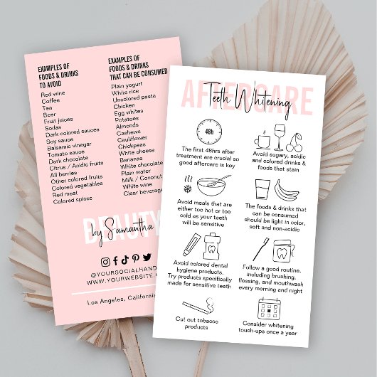 Carte De Visite Dents roses modernes blanchissant les instructions