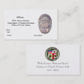 Carte De Visite Département de bureau de services généraux de (Devant / Derrière)