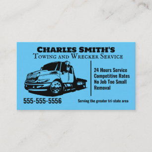 Carte de visite d'épave de camion Blue Tow