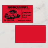 Carte de visite d'épave de camion Red Tow (Devant / Derrière)