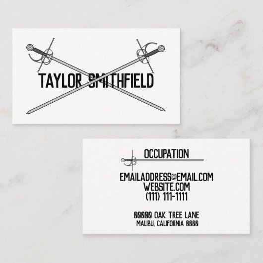 carte de visite d'épée (Devant / Derrière)