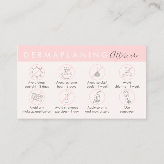 Carte De Visite Dermaplanage rose beige post-soins (Dos)