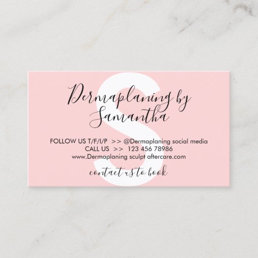 Carte De Visite Dermaplaner l'instruction post-traitement (Devant)