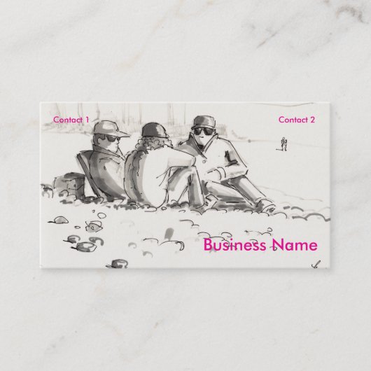 Carte De Visite Des amis assis sur la plage dessinant (Devant)