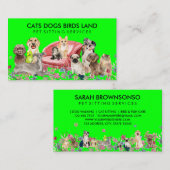 Carte De Visite Des animaux mignons sur un Arrière - plan vert can (Devant / Derrière)