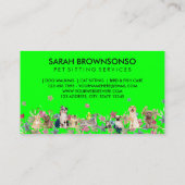 Carte De Visite Des animaux mignons sur un Arrière - plan vert can (Dos)