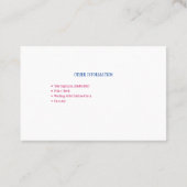 Carte de visite des baby-sitters (Dos)