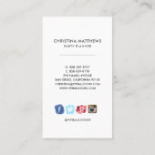 Carte de visite des ballons de fête aquarelle (Dos)