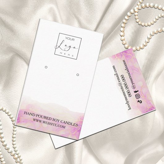 Carte de visite des boucles d'oreilles rose Peony