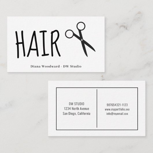 Carte de visite des ciseaux (Devant / Derrière)