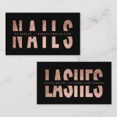 Carte De Visite Des clous modernes coupés en noir rose or (Devant / Derrière)