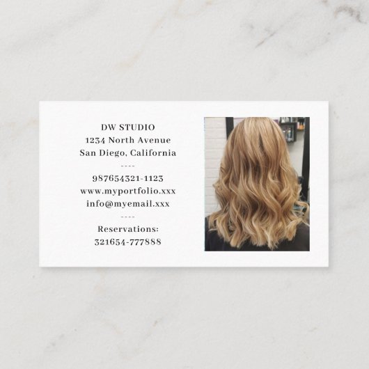 Carte de visite des coiffeurs photo (Dos)