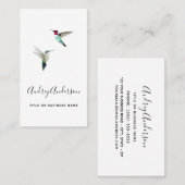 Carte de visite des colibris d'Anna (Devant / Derrière)